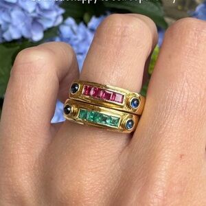 18k Gold Natural Ruby and Sapphire Ring